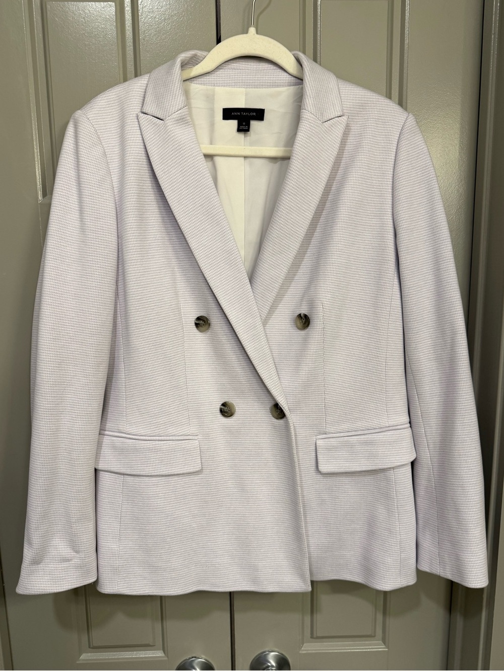 Ann Taylor Houndstooth Purple Blazer Size 12 – Classic Tailored Style 🖤🤍